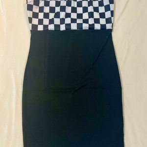 Dress - Black at the bottom with a black and white checker at the top